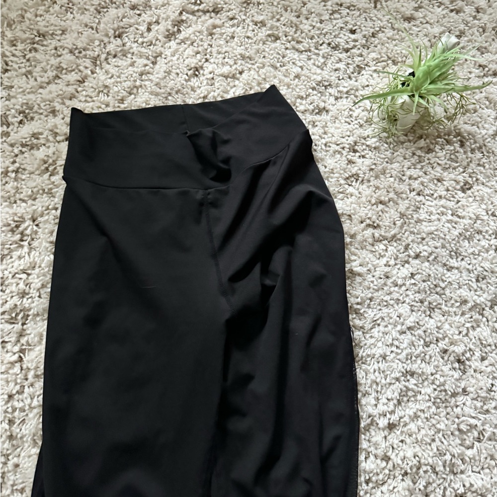 Black Highwaisted Pants Half Solid Half Mesh Blac… - image 3